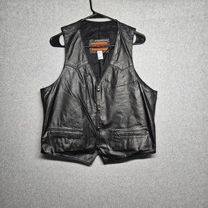 Vintage J&A Leather Vest - Black Biker/Trucker Chest Width Size 20 NWO Tags
